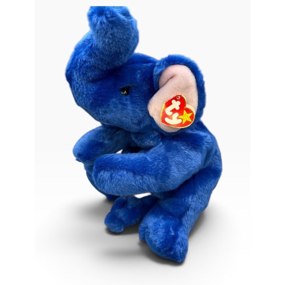 TY Beanie Original Buddy "Peanut" Royal Blue Elephant With Tags 1998 Large 15"